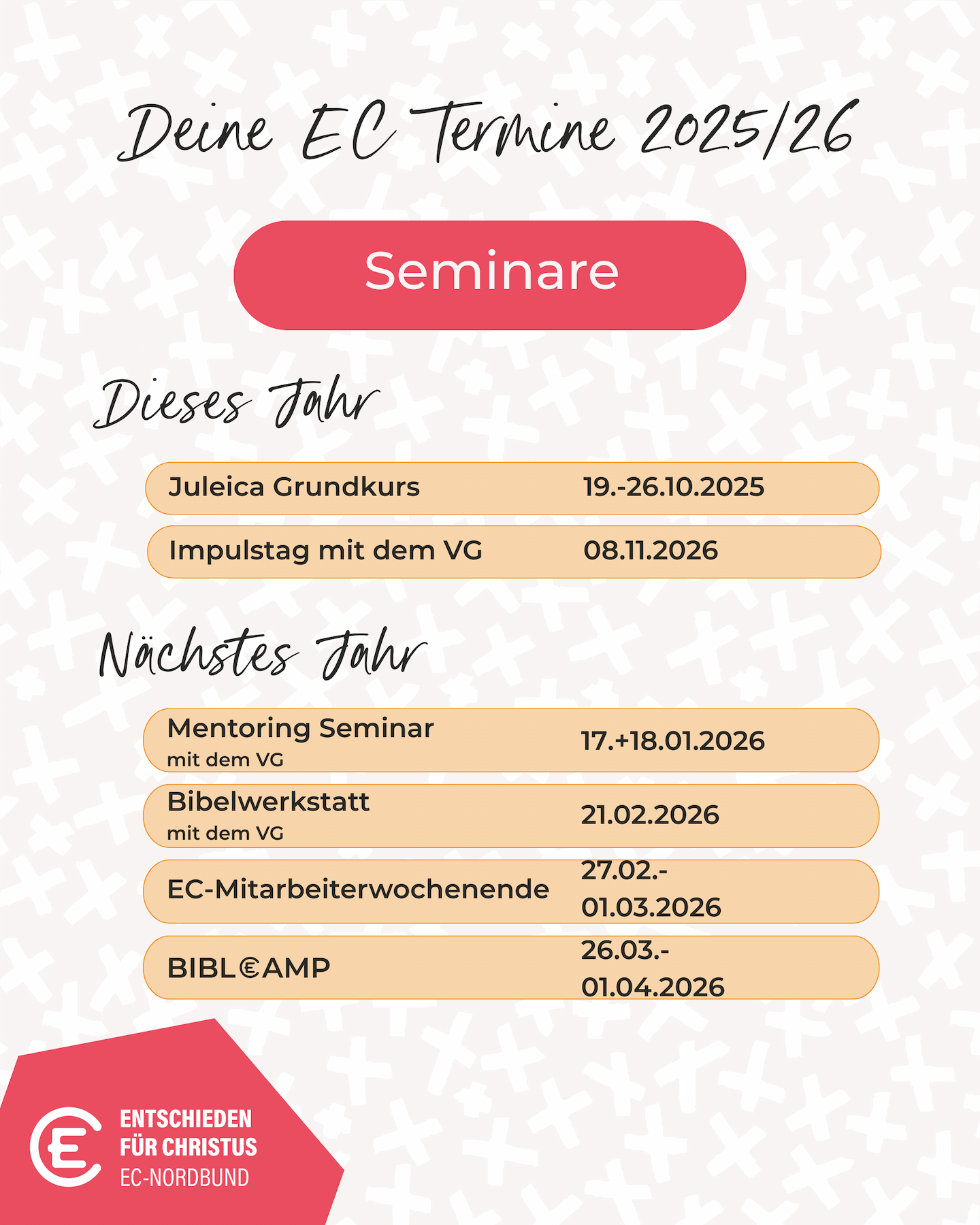 Termine für Seminare